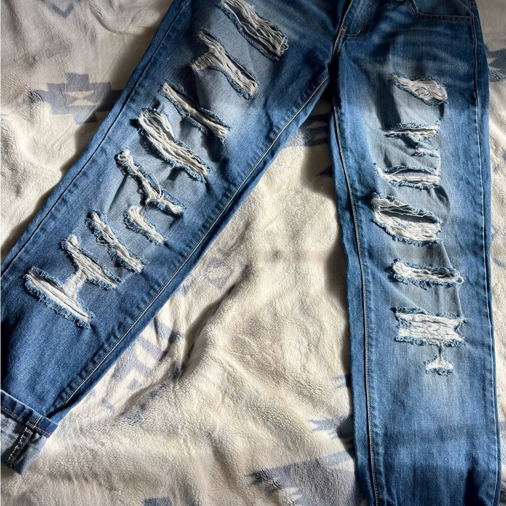 KanCan Blue Distressed Boyfriend Jeans - Picture 2 of 7